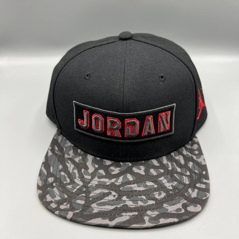 Air Jordan Hat Men Black Gray Camo Embroidered Logo Jumpman Snap Back Cap